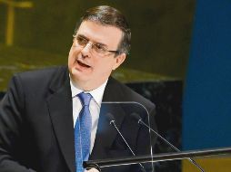 Marcelo Ebrard, encargado de la diplomacia mexicana, ante la Asamblea General de las Naciones Unidas, en Nueva York. AFP