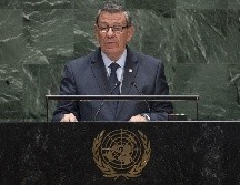 Fotografía cedida por la ONU donde aparece el canciller uruguayo, Rodolfo Nin Novoa, mientras habla ante la Asamblea General este lunes, en la sede del organismo en Nueva York. EFE/CORTESÍA