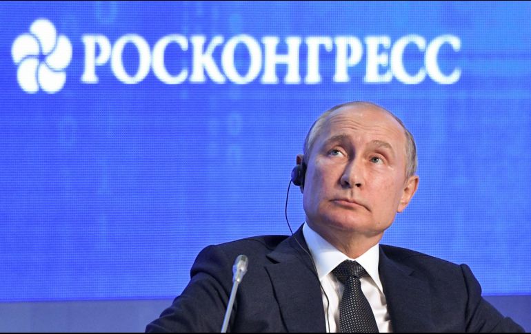 Vladimir Putin participa este miércoles en una conferencia por motivo de la Semana de la Energía. AFP/A. Nikolskyi-Sputnik