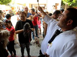Cargando sus perros, pericos y hasta tortugas en cubetas de agua, los feligreses se congregaron en la parroquia San Francisco de Asís. AFP/U. Ruiz