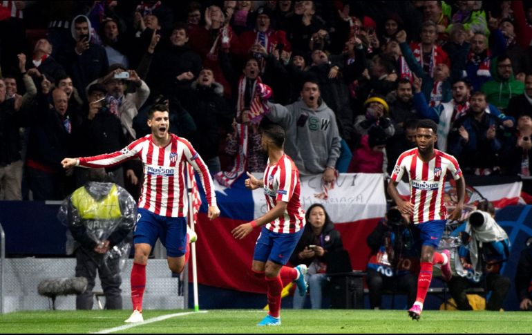 Álvaro Morata fue autor del único gol en el encuentro entre el Atlético de Madrid y el Bayer Leverkusen. AFP / C. de la Torre