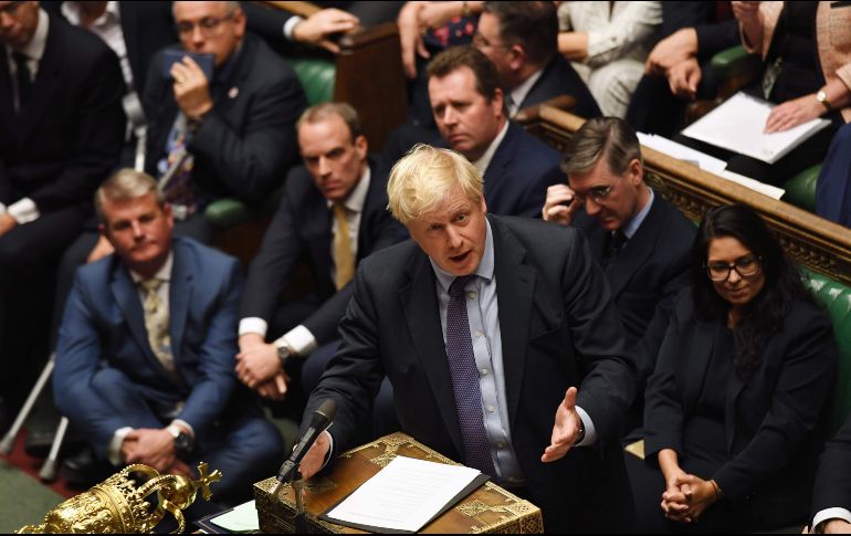 El primer ministro británico, Boris Johnson, habla ante el Parlamento este martes. AFP/Parlamento británico