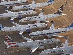 Aviones 737 MAX permanecen estacionados en el aeropuerto Grant County, en Washington. Desde la inmovilización a mediados de marzo, Boeing ha perdido nueve mil 300 millones de dolares. AFP/D. Ryder