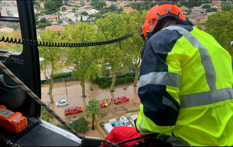 El desborde de ríos inundó Béziers y sus alrededores, lo que forzó la evacuación de docenas de personas. AFP / Seguridad Civil