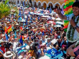 Evo Morales durante un discurso ante simpatizantes en Cochabamba. AFP
