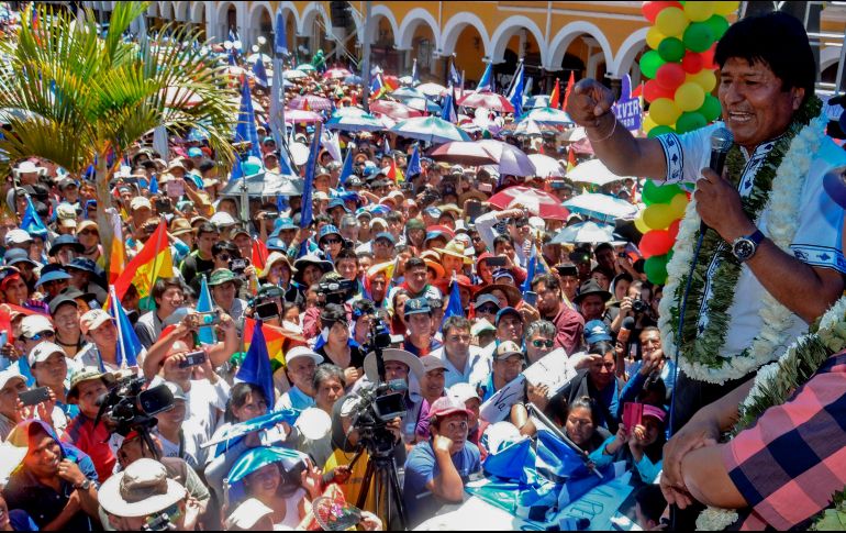Evo Morales durante un discurso ante simpatizantes en Cochabamba. AFP
