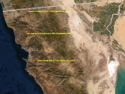 Imagen satelital de los principales puntos de desastre. @CNPC_MX