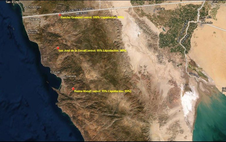 Imagen satelital de los principales puntos de desastre. @CNPC_MX
