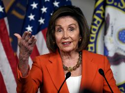 En conferencia de prensa en Washington, Nancy Pelosi dijo que la aprobación del T-MEC parecía más cerca. AP/S. Walsh