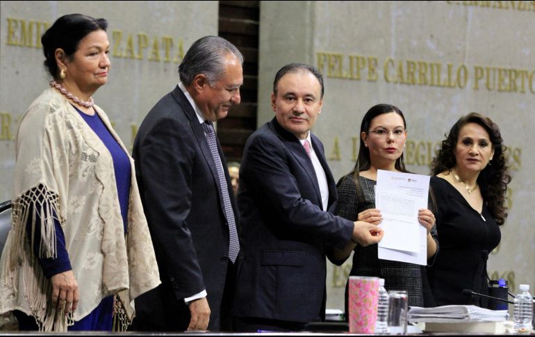 Durazo estuvo acompañado de otros miembros del gabinete de Seguridad. NTX / J. Lira