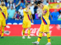 Lionel Messi abrió el marcador de penal al '37, pero el Levante remontó en ocho minutos de locura, con tantos de José Campaña, Borja Mayoral y del serbio Nemanja Radoja. AFP / J. Jordan