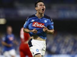 Hirving Lozano celebra su anotación durante el partido de este martes. EFE/C. Fusco