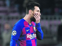 El astro argentino del Barcelona se lamenta tras el empate sin goles ayer ante el Slavia Praga. AFP
