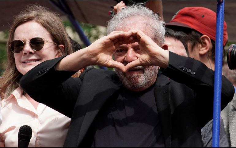 Luiz Inácio Lula da Silva fue liberado la víspera, tras permanecer 580 días en prisión acusado por supuesto lavado de dinero y corrupción. AP / L. Correa