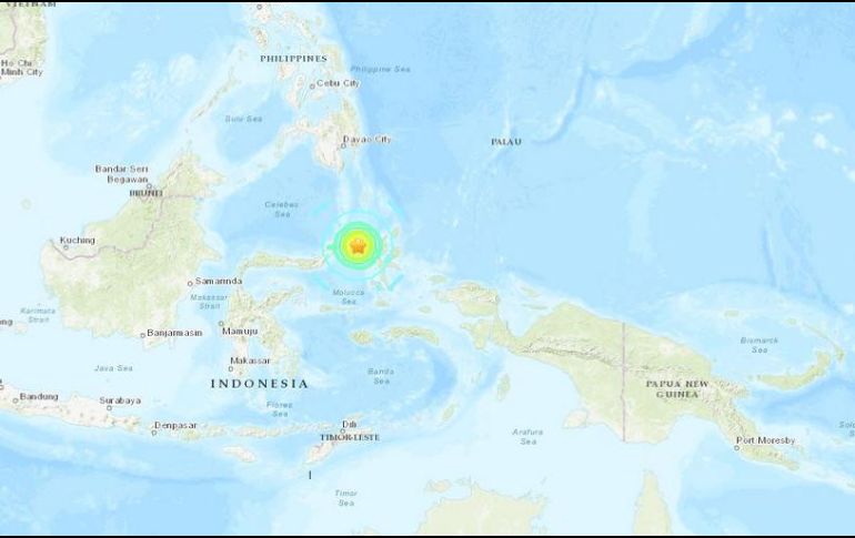 El epicentro está en el mar, a unos 140 kilómetros al noroeste de Ternate. ESPECIAL/earthquake.usgs.gov