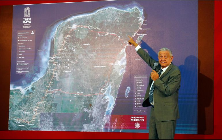 López Obrador, en la presentación del proyecto de ferrocarril. EFE/J. Méndez