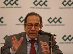 Carlos Salazar Lomelín, Presidente del Consejo Coordinador Empresarial, ofrece una rueda de prensa en la Ciudad de México. EFE/S. Gutiérrez