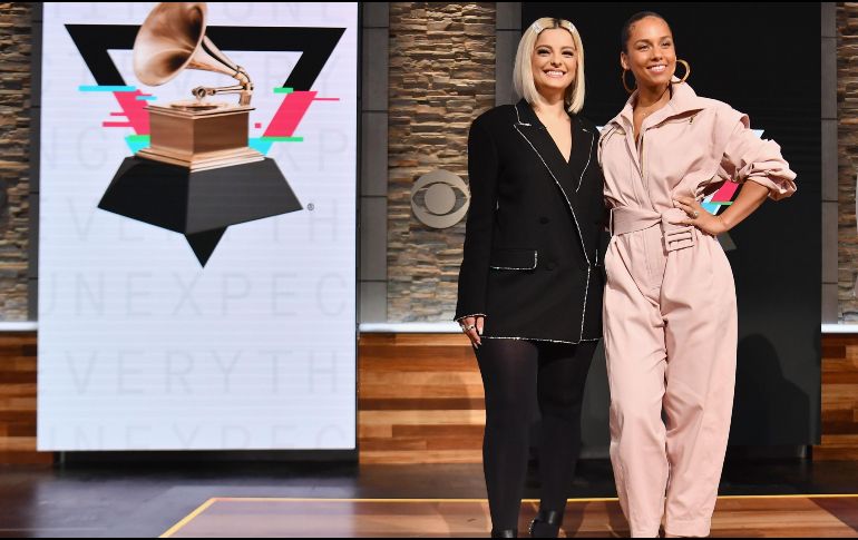 Bebe Rexha y Alicia Keys durante la conferencia para anunciar a los nominados de la 62 entrega de los Grammy. AFP / A. Weiss