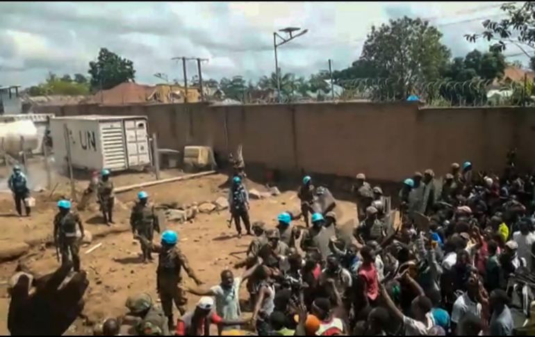 Aunque admiten que miembros de los Cascos Azules dispararon al aire, aseguran que las balas no fueron dirigidas a los manifestantes. AFP/U. Mwendapeke