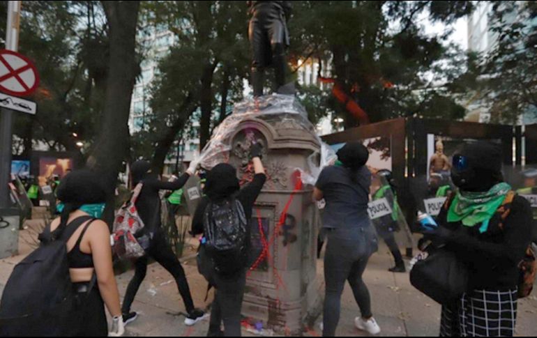 Durante la marcha feminista 