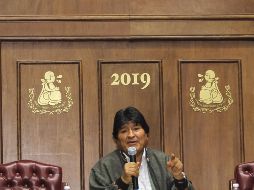 Aspectos de la conferencia de prensa de Evo Morales en el Club de periodistas. NTX/A. Guzmán