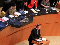 Marcelo Ebrard comparece ante el Senado en el marco del análisis del Primer Informe de Gobierno del Presidente Andrés Manuel López Obrador. NTX/J. Lira