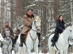 El monte Paektu y los caballos blancos son símbolos asociados con el gobierno dinástico de la familia Kim. AFP/KCNA
