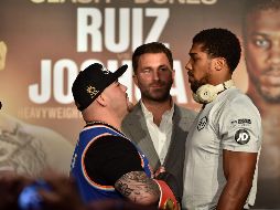 Andy Ruiz y Anthony Joshua tuvieron su última comparecencia ante los medios antes de su pelea de este sábado en Arabia Saudita. AFP/F. Nureldine