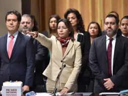 Mercedes Santoyo compareció ante el Congreso local para la Glosa del Primer Informe de laborales del gobernador Cuitláhuac García Jiménez. TWITTER/@LegisVer