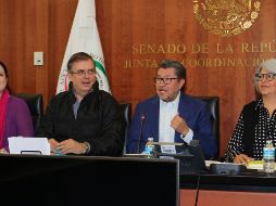 Márquez Colín (d) explicó que había temas que estaban deteniendo el avance de la ratificación del T-MEC, pero éstos se resuelven rápidamente. NTX/G. Granados