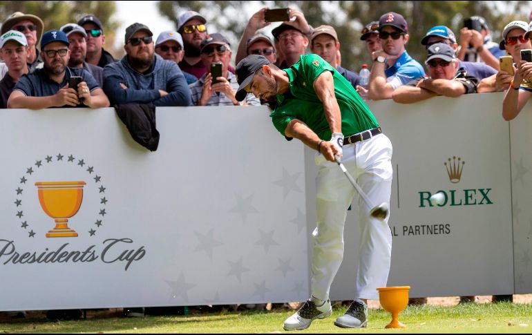 El golfista tamaulipeco ha dejado buenas sensaciones con su participación en la Presidents Cup, que se celebra en Melbourne, Australia. AFP/S. Baker