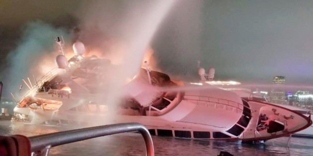 Se incendia el yate de Marc Anthony en Miami