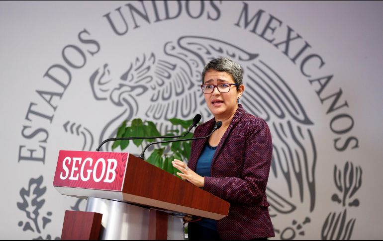 La titular de la Comisión Nacional de Búsqueda de Personas en México, Karla Quintana, participa en una rueda de prensa en la Ciudad de México. EFE/ARCHIVO