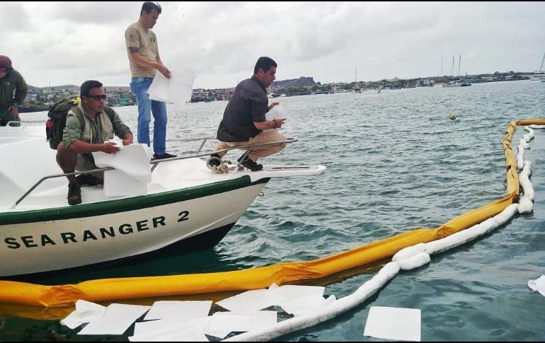 Las filtraciones de combustible, producto del siniestro, están controladas mediante barreras de contención de 100 metros cuadrados. TWITTER / @raulclementelh