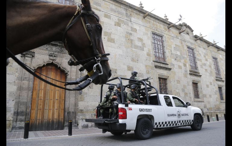 A principios de julio comenzaron a arribar los primeros elementos de la Guardia Nacional a la Zona Metropolitana de Guadalajara, con el despliegue de mil 455 efectivos en una primera etapa. EFE/ARCHIVO