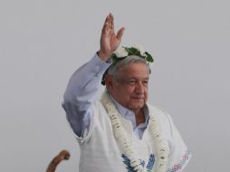 López Obrador durante su gira de este domingo en Texcoco, el Estado de México. NTX/M. González