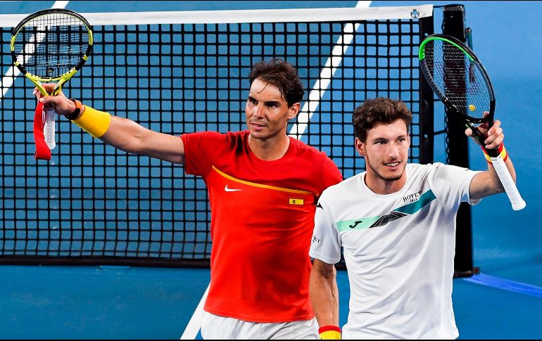 Rafael Nadal y Pablo Carreño se tuvieron que emplear a fondo para ganar. AFP/W. West