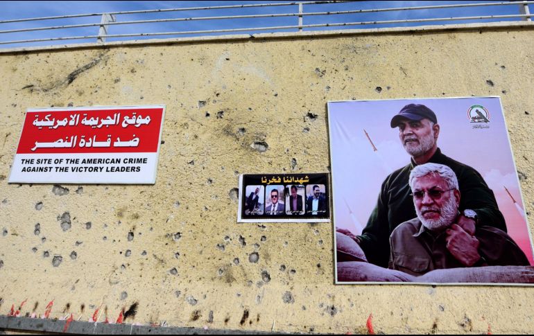 Los ataques se dieron tras el asesinato del general iraní Qasem Soleimaní el pasado 3 de enero, en una operación estadounidense con un dron cerca del aeropuerto de Bagdad. En la imagen, el sitio del ataque con dron. EFE/M. Lateef