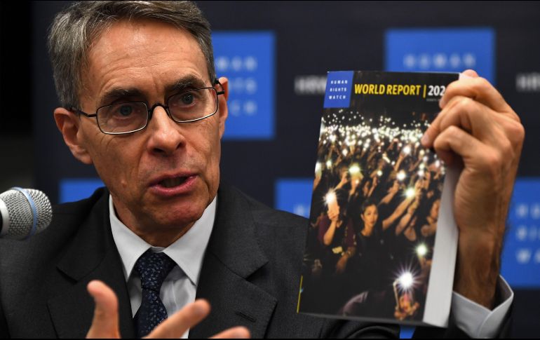 Kenneth Roth,  jefe mundial de HRW, presentó el  informe anual 2020 en Nueva York. AFP/J. Eisele