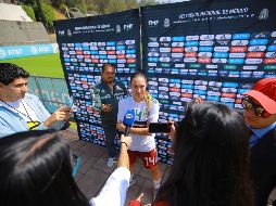 Adriana Iturbide, durante la zona mixta de la Selección Nacional Femenil de México, previa al Preolímpico Femenino CONCACAF. IMAGO7/E. Sánchez