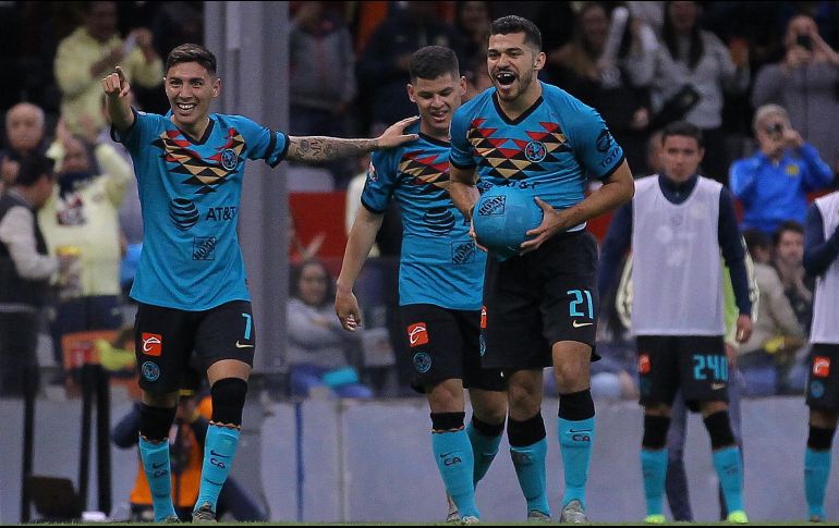Martin celebra tras conseguir su primer gol del Clausura 2020. NOTIMEX/I. Hernández