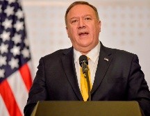 Mike Pompeo habla ante los medios durante una conferencia de prensa este lunes. AFP/R. Arboleda