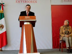 Este martes, Marcelo Ebrard y Olga Sánchez Cordero ofrecieron una conferencia de prensa para detallar la situación en la frontera sur. NTX/R. Solís