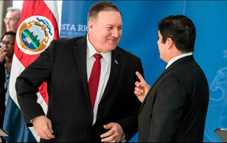 Pompeo sostuvo una reunión con el presidente de Costa Rica, Carlos Alvarado. AFP/E. Becerra