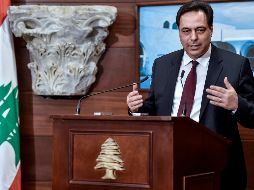 El recién nombrado primer ministro Hassan Diab ofrece una conferencia de prensa este martes. EFE/W. Hamzeh