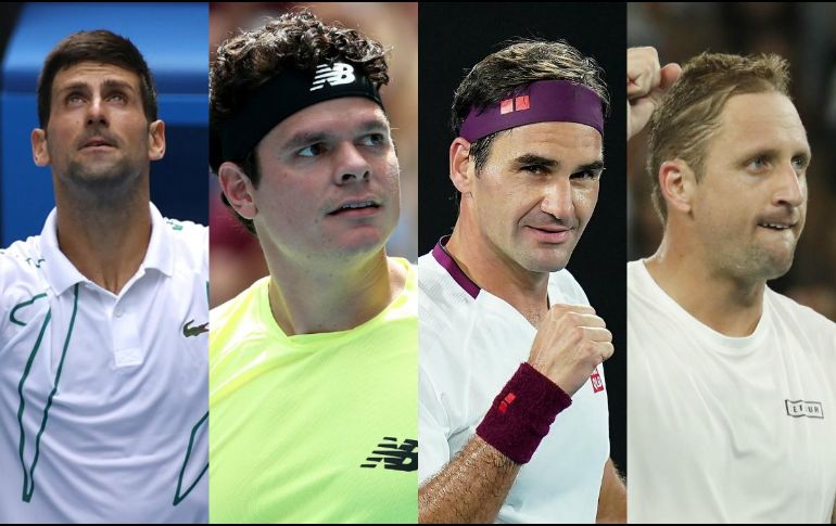 Djokovic, Milos Raonic, Roger Federer y Sandgren. ESPECIAL