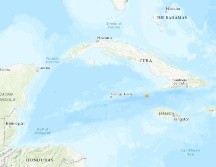 El temblor tuvo su epicentro (estrella amarilla) entre Cuba y Jamaica. ESPECIAL/earthquake.usgs.gov