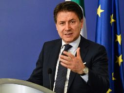 El primer ministro de Italia, Giuseppe Conte, habla durante una rueda de prensa este jueves. AFP/N. Doychinov