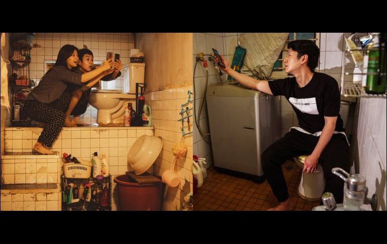 El baño de la familia Kim, de 'Parasite', recuerda al de Oh. CJENM/BBC