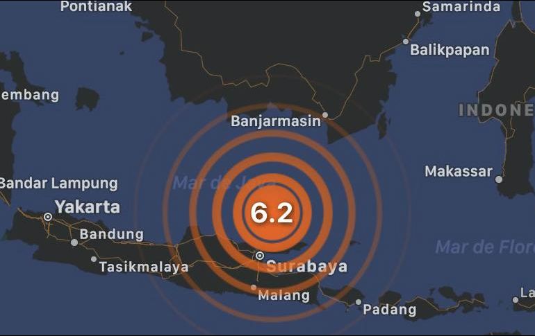 El sismo se registró la tarde de este miércoles en el Mar de Java. TWITTER / @SkyAlertMx